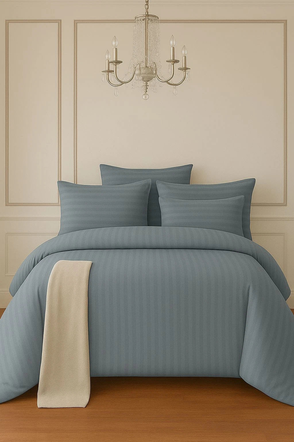 Crisp white 4 piece luxury micro fiber duvet cover set bedding, offering a fresh and airy ambiance for modern bedrooms.