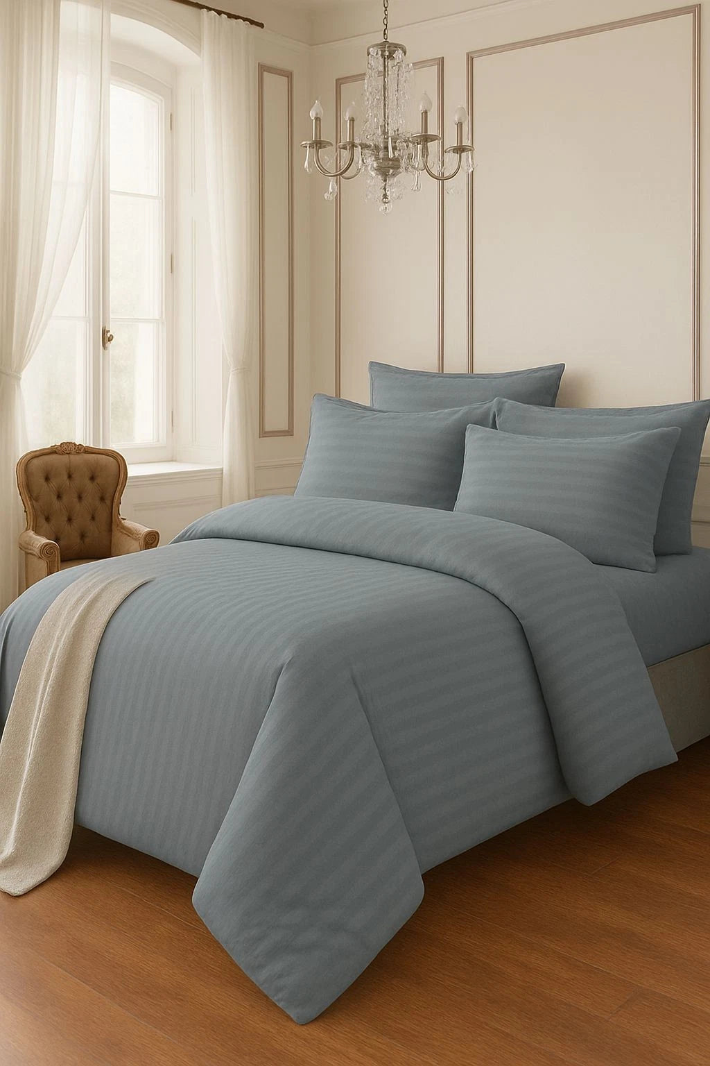 Soft ivory 4 piece luxury micro fiber duvet cover set bedding, exuding understated elegance suitable for traditional and contemporary decor.