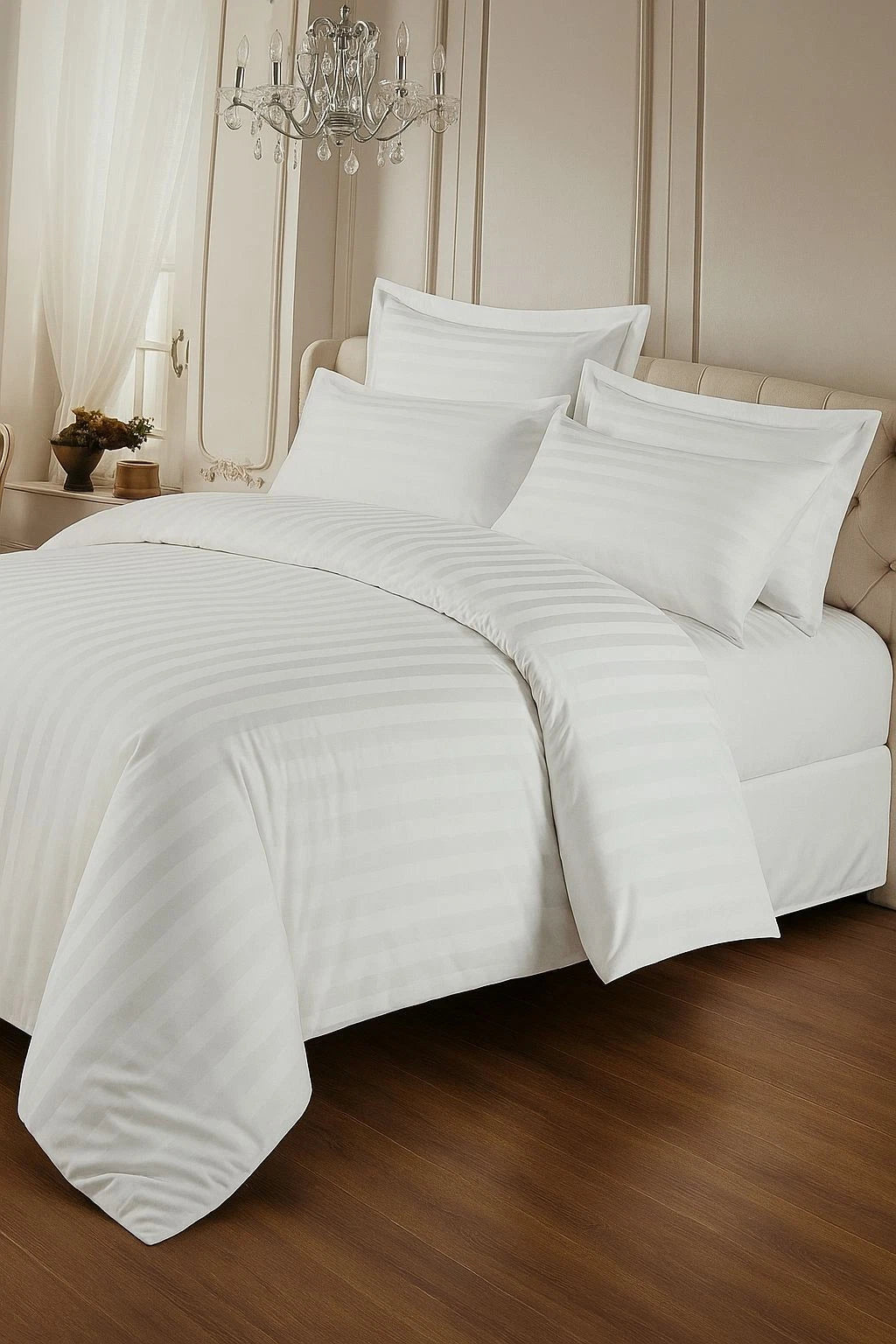 Elegant 4 piece luxury micro fiber duvet cover set bedding in navy blue, designed for a luxurious sleep experience.